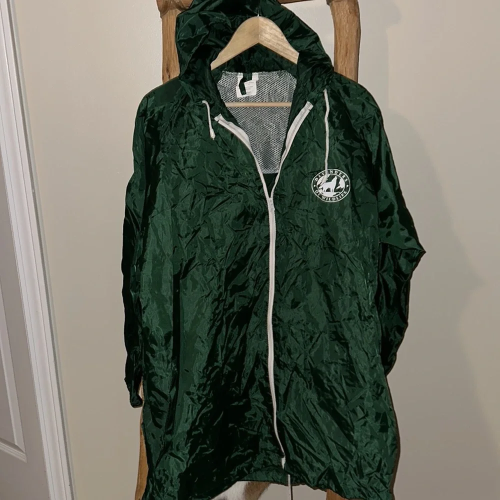 Vintage Defenders of Wildlife Light Hooded Rain Jacket Zip up poncho - Picture 2 of 3